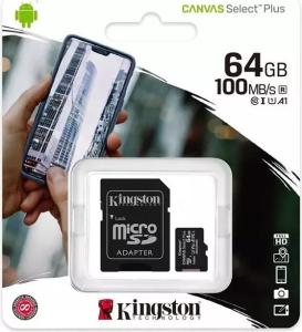 Κάρτα μνήμης Kingston Canvas Select Plus microSDXC 64GB Class 10 U1 V10 A1 UHS